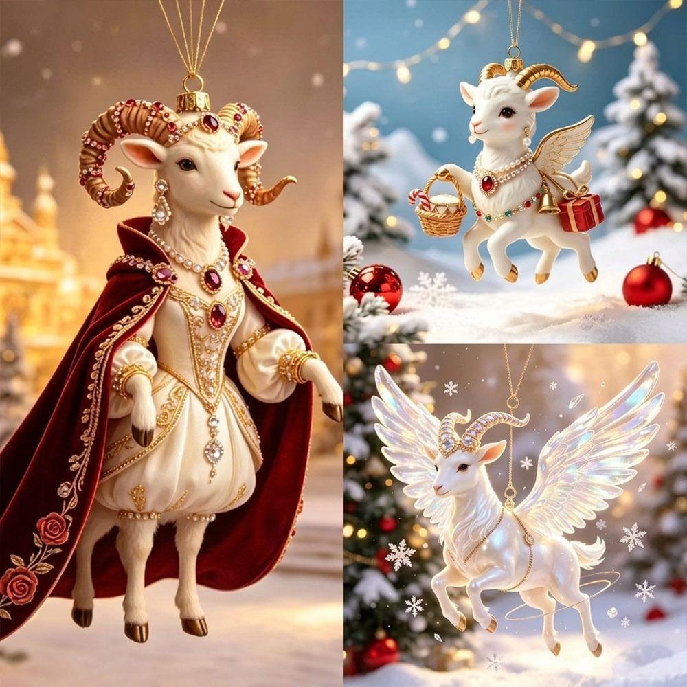 3/4/5PCS Acrylic Goat Pendant 2D Flat Animal Hanging Decoration  Holiday Party Decor