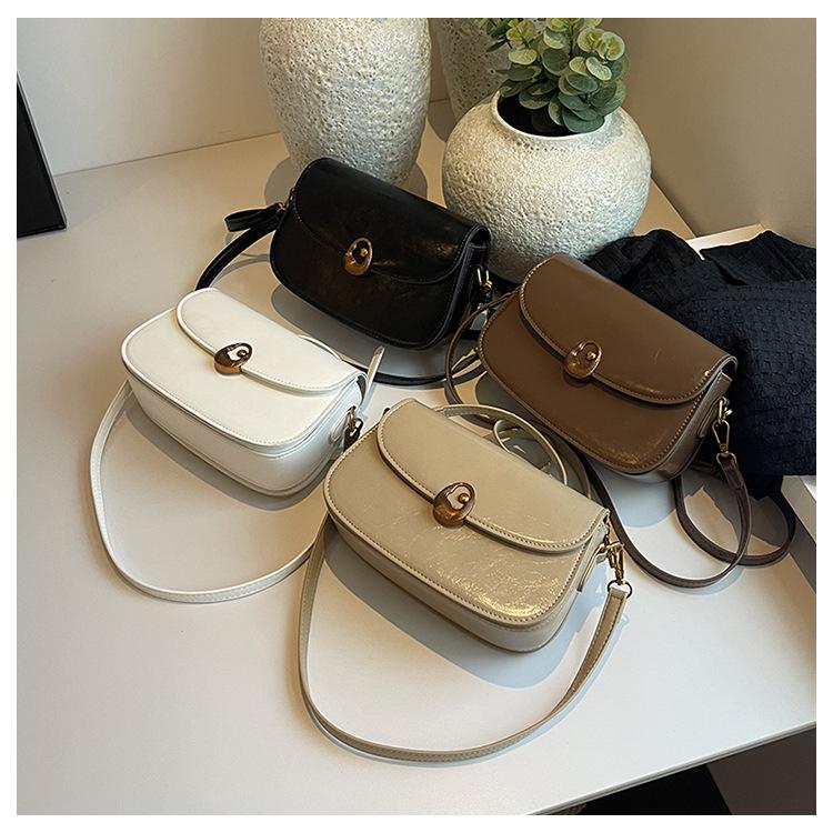 Vintage Leather Saddle Lady Underarm Bag Versatile Women's Crossbody Shoulder Bag 2025 New Designer Purses and HandBags