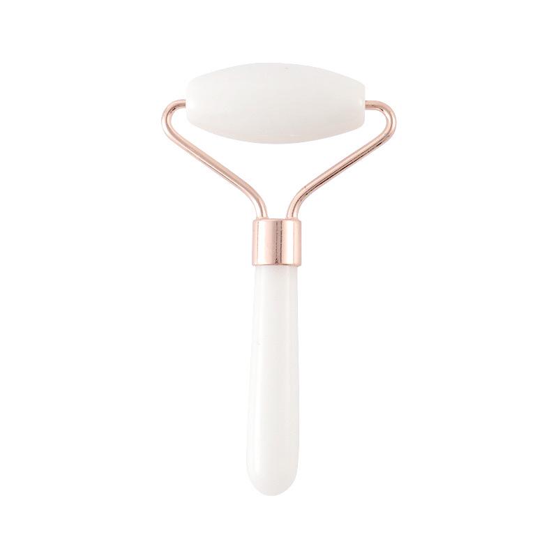 Heart-Shaped Rose Quartz Dual Roller & Massage Board Set - Non-Jade White Facial Tool