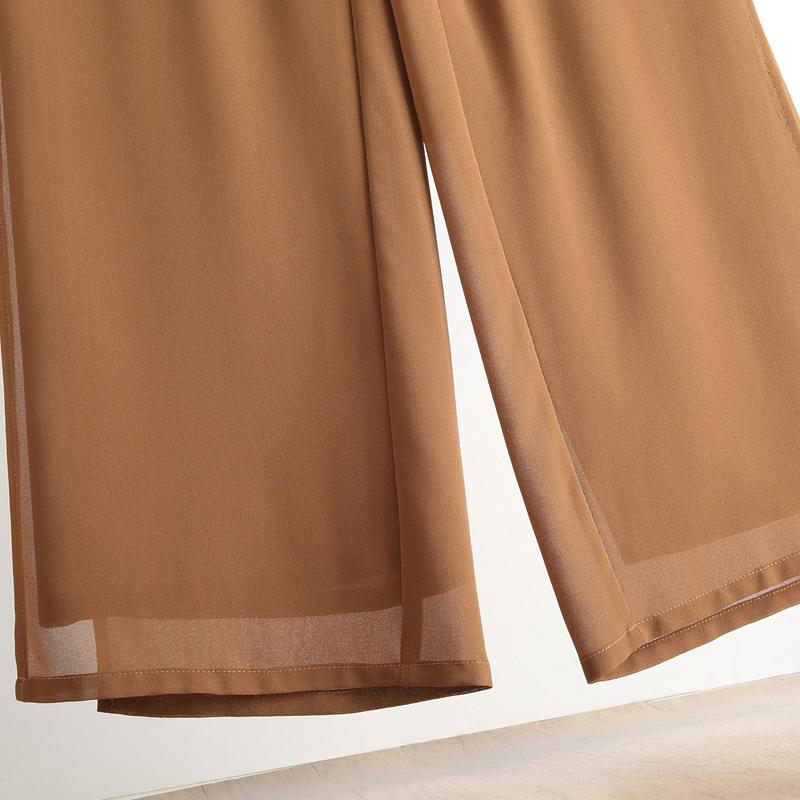 Elegant Summer Chiffon Wide Leg Pants Women Fashion Summer High Waist Pants Vintage Clothes