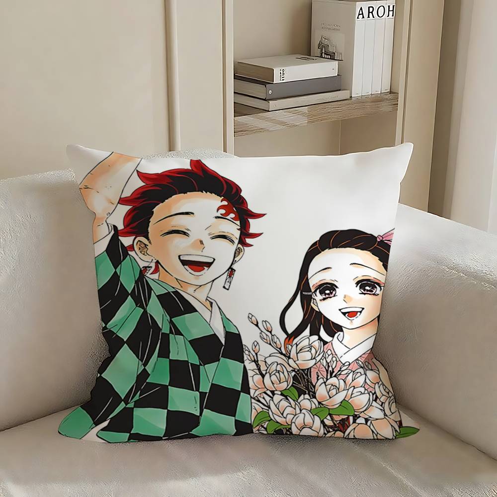 Amine K-Kimetsu No Yaibas Case Plush Fabric Soft Pillowcase Double Sided Print Cushion Cover Household Gifts