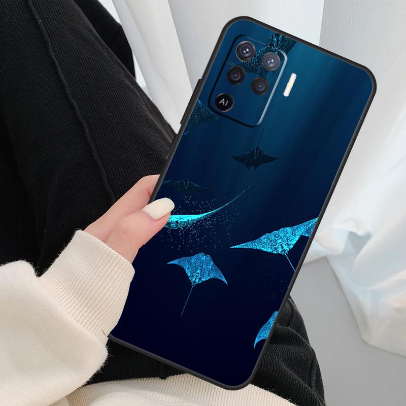 Animal Manta Ray Case For Oppo A96 A76 A16 A60 A98 A58 A78 A18 A38 A80 A40 A77 A57 A17 A74 A54 A94 A15 A5 Pro