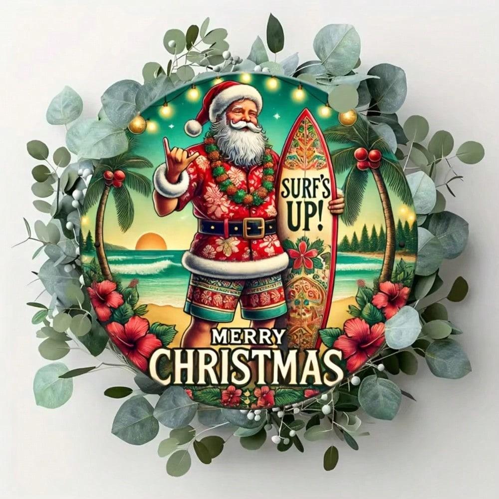 

Surfs Up Santa Claus 8x8 Inch Round Metal Sign Christmas Iron Wall Art Tropical Beach Scene Festive Elements Joom 20x20 різнокольоровий