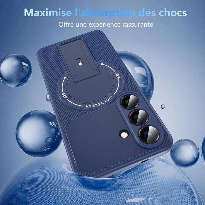 Coque + 2 Verres Trempés pour Samsung Galaxy S25 Ultra, avec Cercle Magnétique Support Bleu Marine