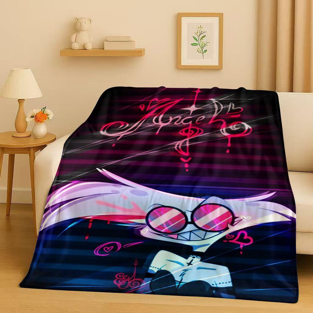 3D Cartoon H-Hazbin Hotel Angel Dust Alastor Flannel Blanket,Soft Warm Plush Throw for Home Bedroom Bed Sofa Cover Office Gift