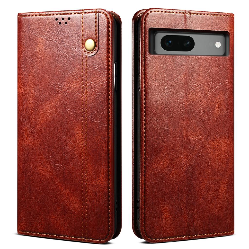 For Google Pixel 8a Case Waxy Crazy Horse Leather Phone Cover