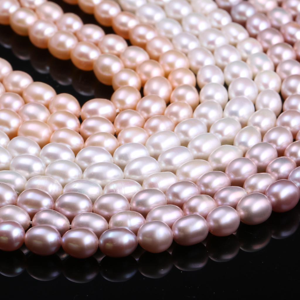 1String, AAA Natural Freshwater Rice Shape Pearl, 7-7.5mm Loose Spacer Pearl Beads for Jewelry Making DIY Holiday Gift, Women's Crafts, 36cm