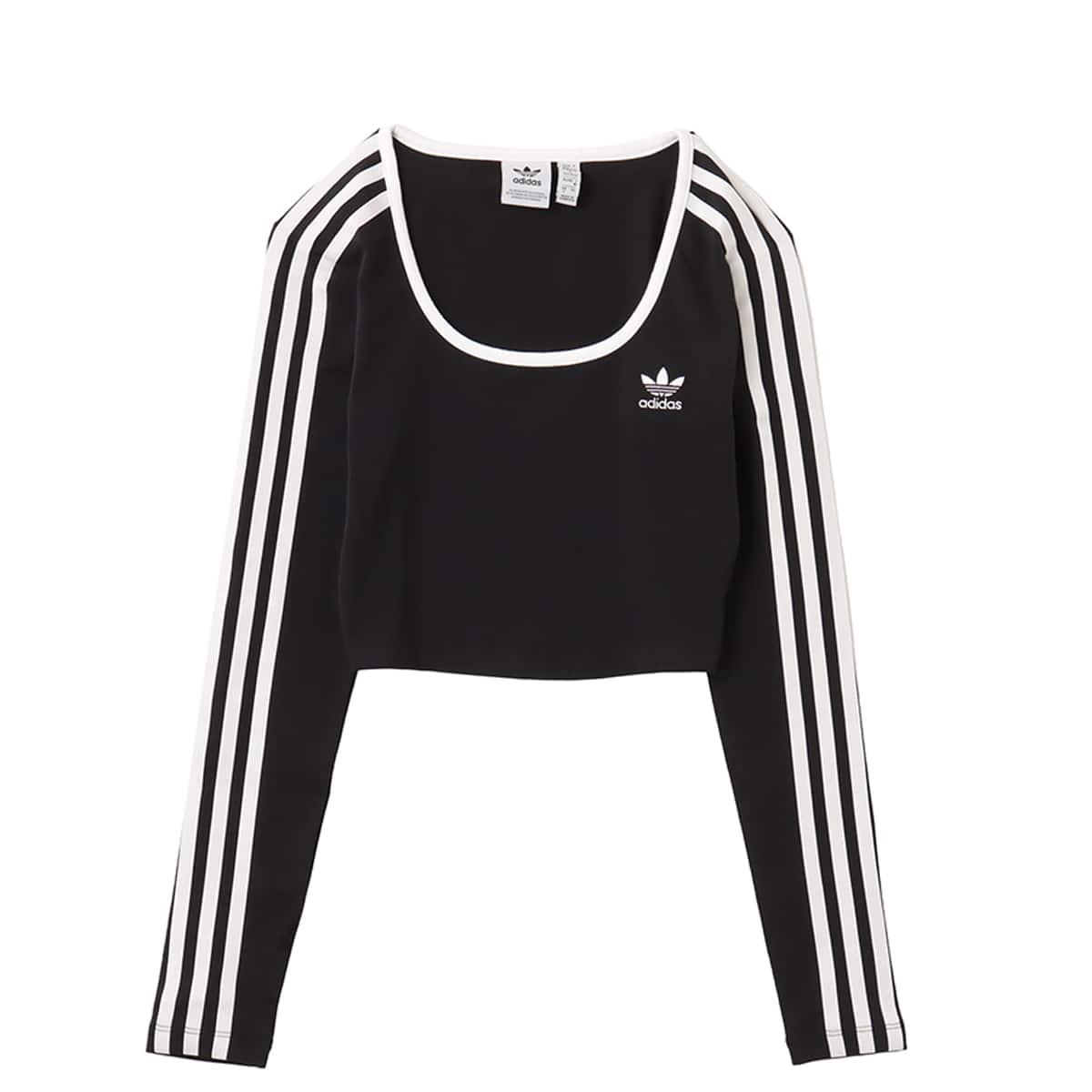 

Adidas Originals Укороченный топ с тремя полосками Облегающий Простой в полоску С длинным рукавом Женские топы Черный JD4624 S