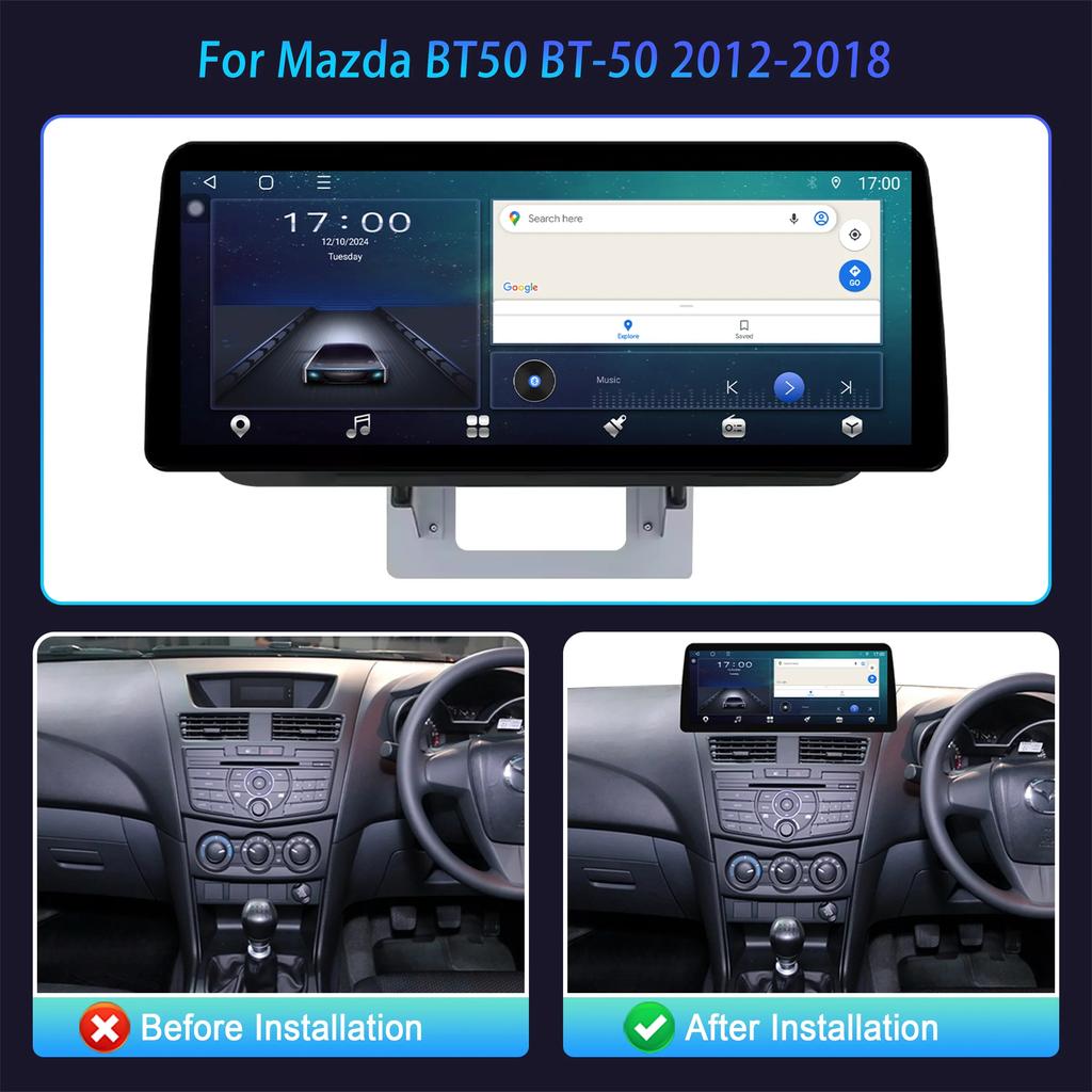 For Mazda BT50 BT-50 2012-2018 Car Radio panel Multimedia 4G GPS BT Android 14 Navigation Car Stereos 12.3″ Screen Stereo
