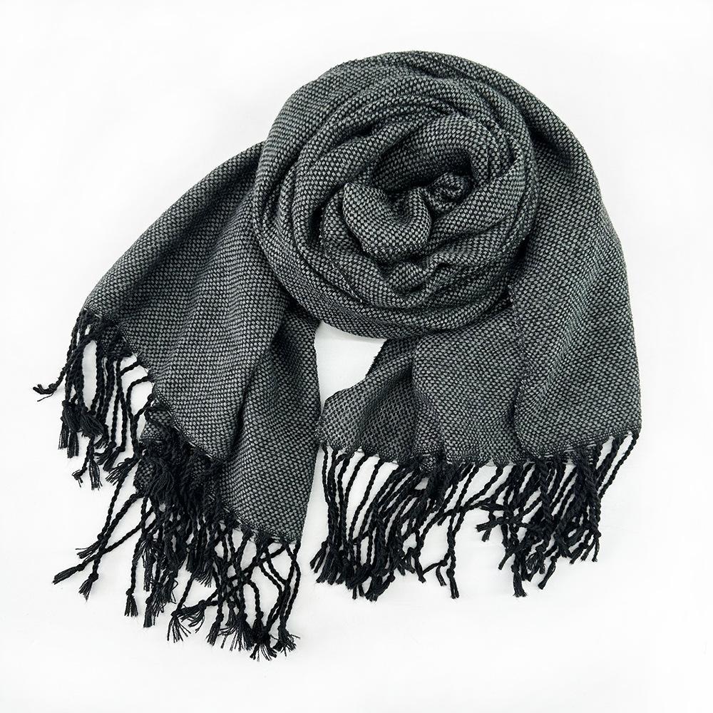 New All-match Men's Scarf Autumn and Winter Warm Acrylic Scarf Mid Length Solid Color Scarf Shawl for Boys