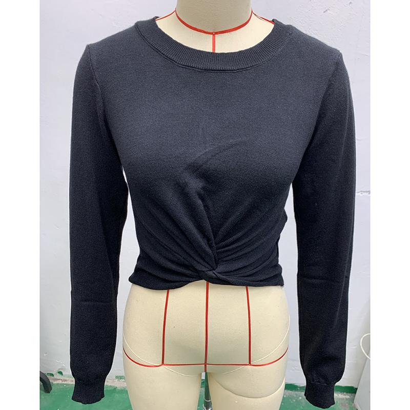 Autumn Sexy Hollow Out Twisted Knitted Sweater Women Slim Fit Long Sleeve Casual Women's Pullover Sweaters Round Neck Solid Elegant Knitwears 25063