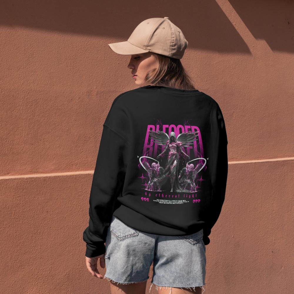 Dark Angel Blessed Graphic TShirt Pink Gothic Wings Streetwear Unisex Tee