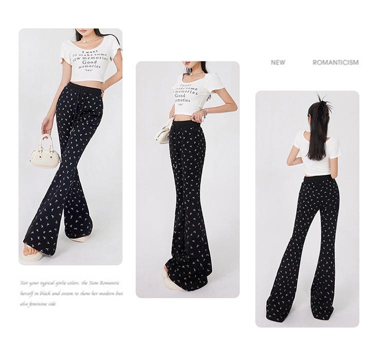 2024 Women's High-Waisted Bowknot Flared Casual Pants - New Summer Loose Slim Wide-Leg Style