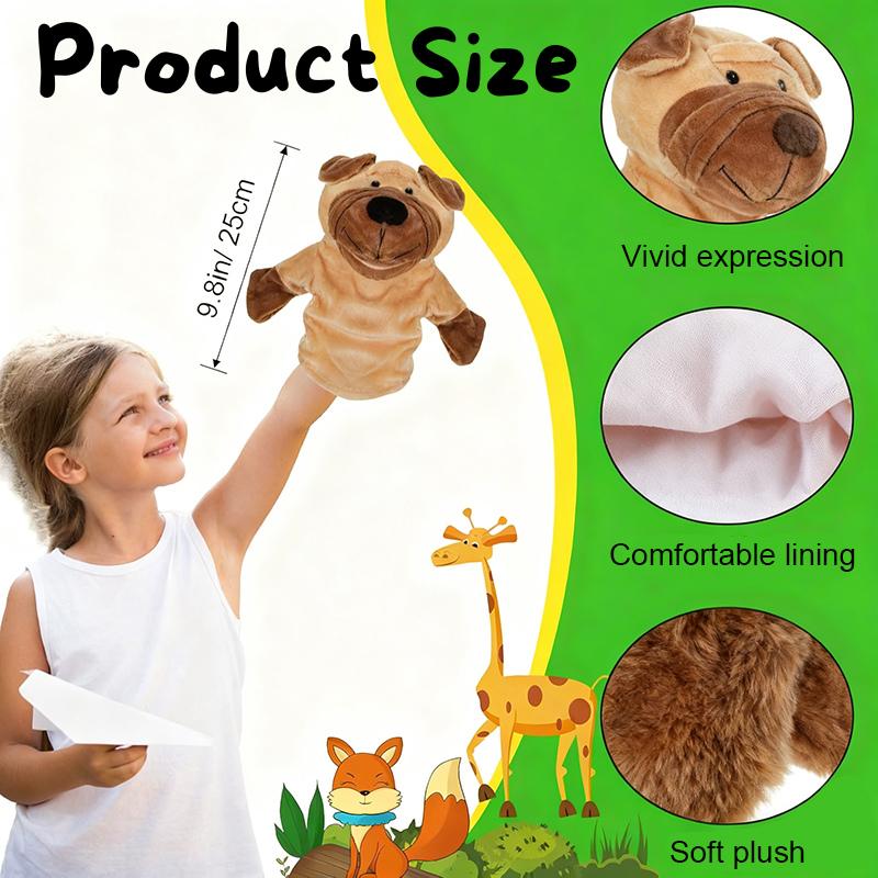 4-12Pcs Animal Hand Puppets Stuffed Plush Animals with Working Mouth for Party Favors Birthday Gifts Storytelling Theater 25cm