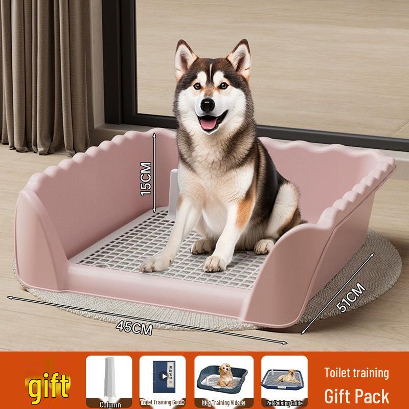 Wave Pattern Splash-Proof Dog Toilet: XL Tray with Anti-Slip Grid for Small & Medium Dogs