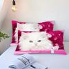 Cute White Kitten Pattern 3d Printed Bedding Set Pink Cute Animal Theme Duvet Cover Soft Comfortable Luxury Quilt Cover Set