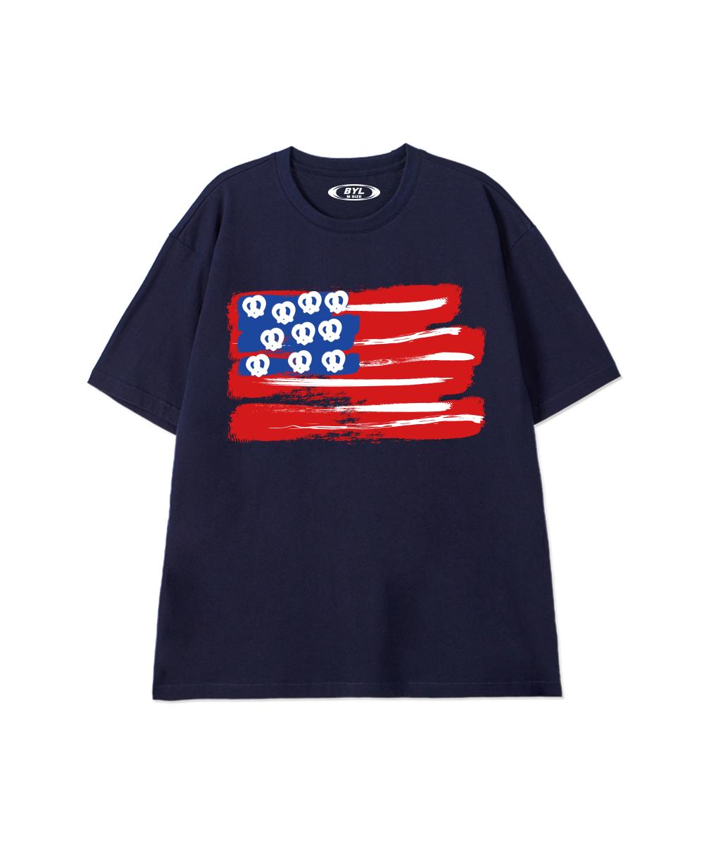 Biel Pretzel Flag Short Sleeve T-Shirt Navy L