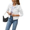 Women's Denim Jackets Fashion Female Casual Long Sleeve Lapel Solid Button Down Chest Pocket Slim Jean Jacket Coat