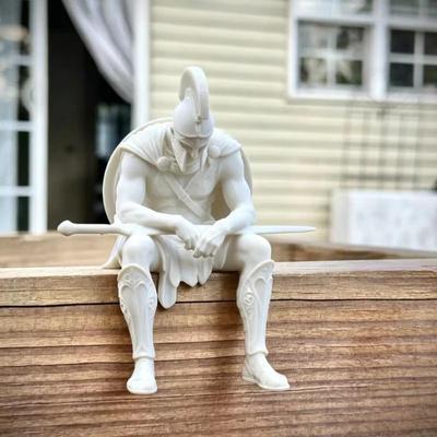 Meditation Warrior Figurines 3D Printed Edge-Sitting Soldier Statue Creative Birthday Gift for Gamer Room Decor Ornament
