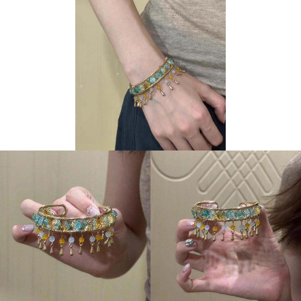 Armband i kinesisk stil med glaspärlor och tofs för mode och elegant användning