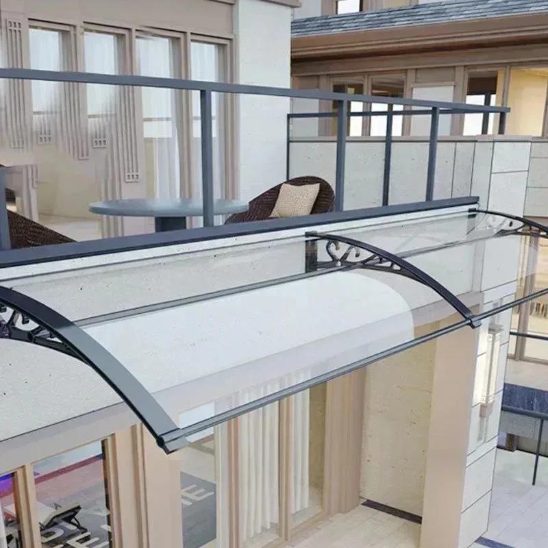 Awning Canopy Aluminum Alloy PC Board Canopy Rain and UV Protection Large Sink Silent Eaves Awning Pergola Aluminium