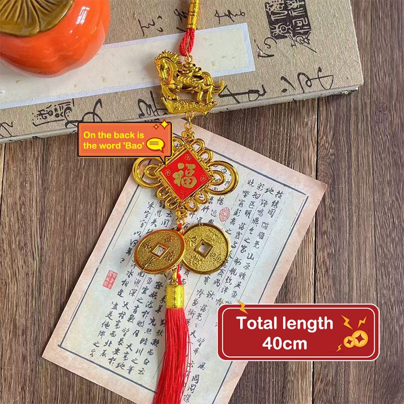 2026 Year Of The Horse Wall Hanging Car Ornament Chinese  Year Red Gold Pendant Lucky Decoration Housewarming Gifts