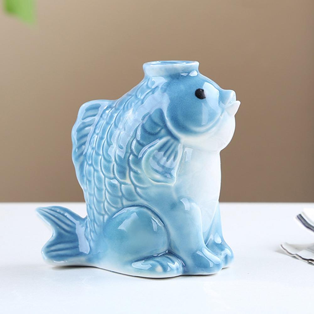 Artistic Ceramic Succulent Planter Fish-shaped Hydroponic Planter Living Room синий