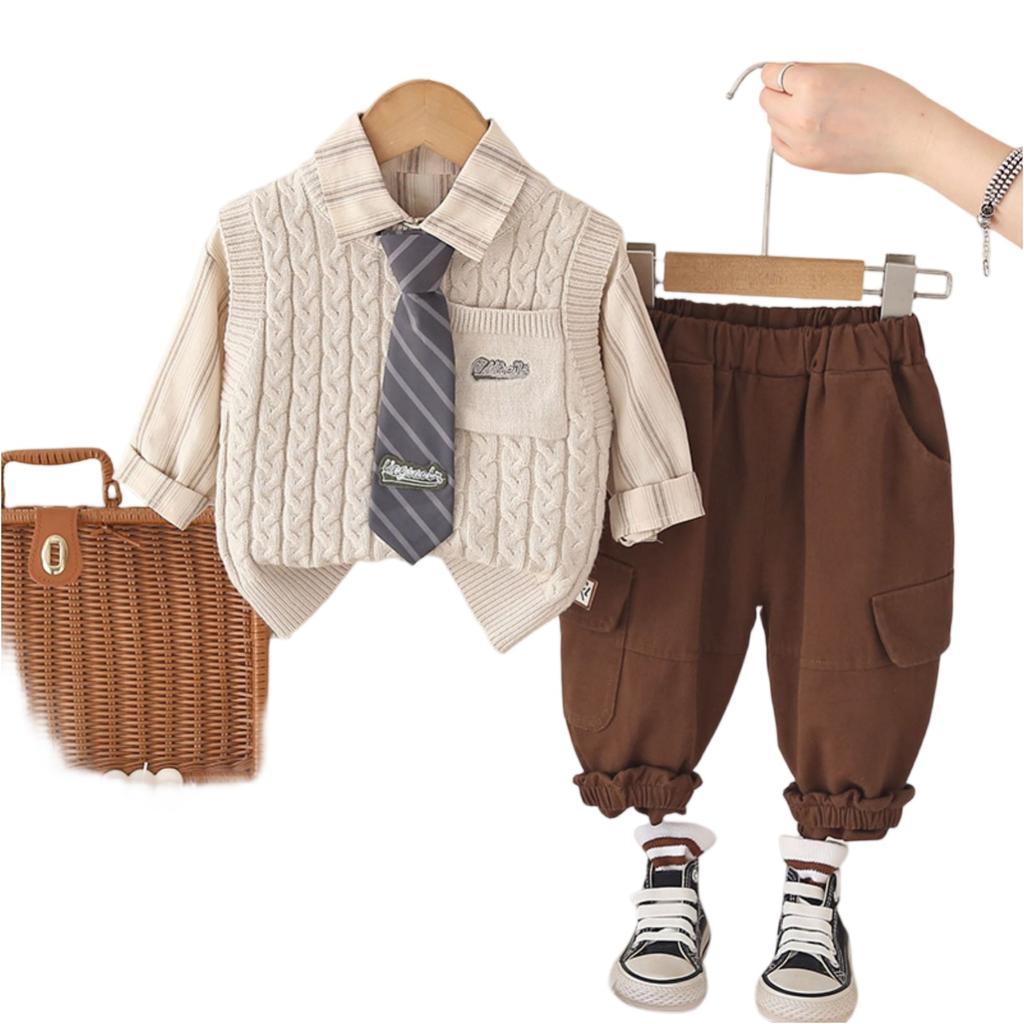 Kids Casual Long-Sleeve Set, Comfortable Daily Wear Outfits