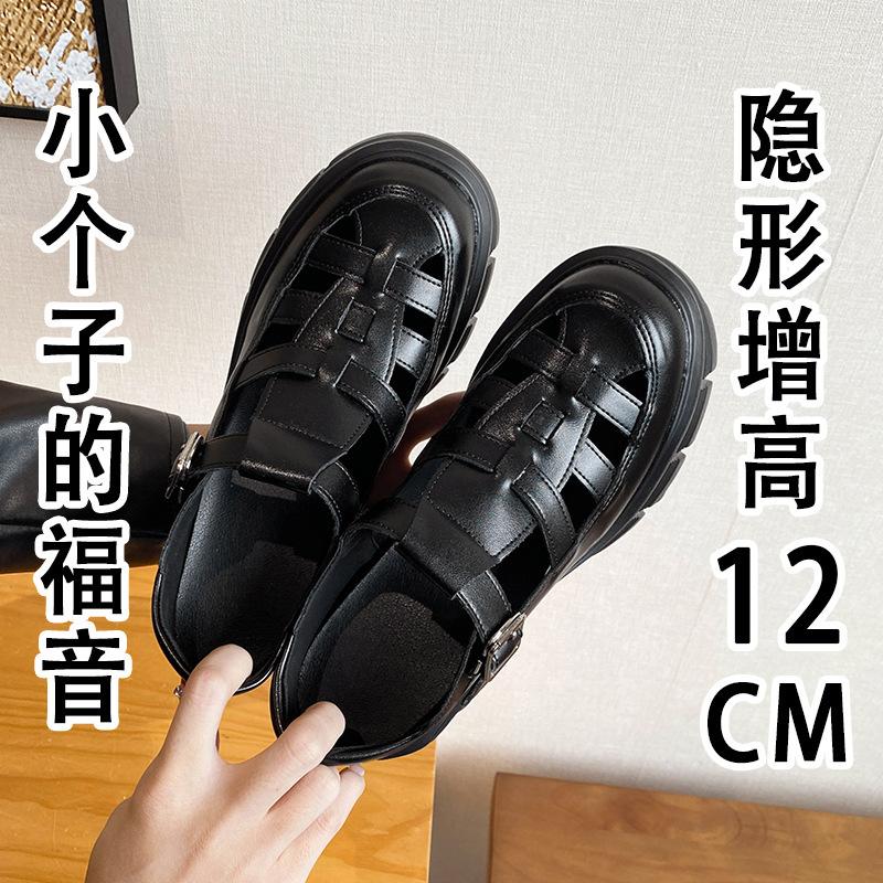

Baotou platform sandals women s new versatile hollow single shoes thick heel with skirt shoes 33 чорний