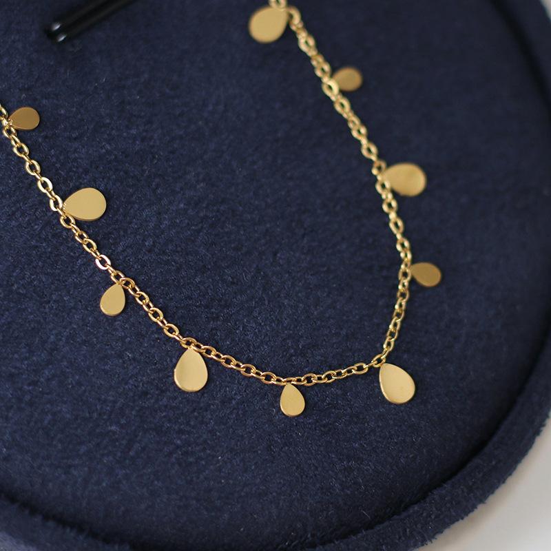 18K Gold Plated Stainless Steel Multi Pendant Necklace Dainty Rectangle Waterdrop Tassel Choker Necklace Women Fashionable