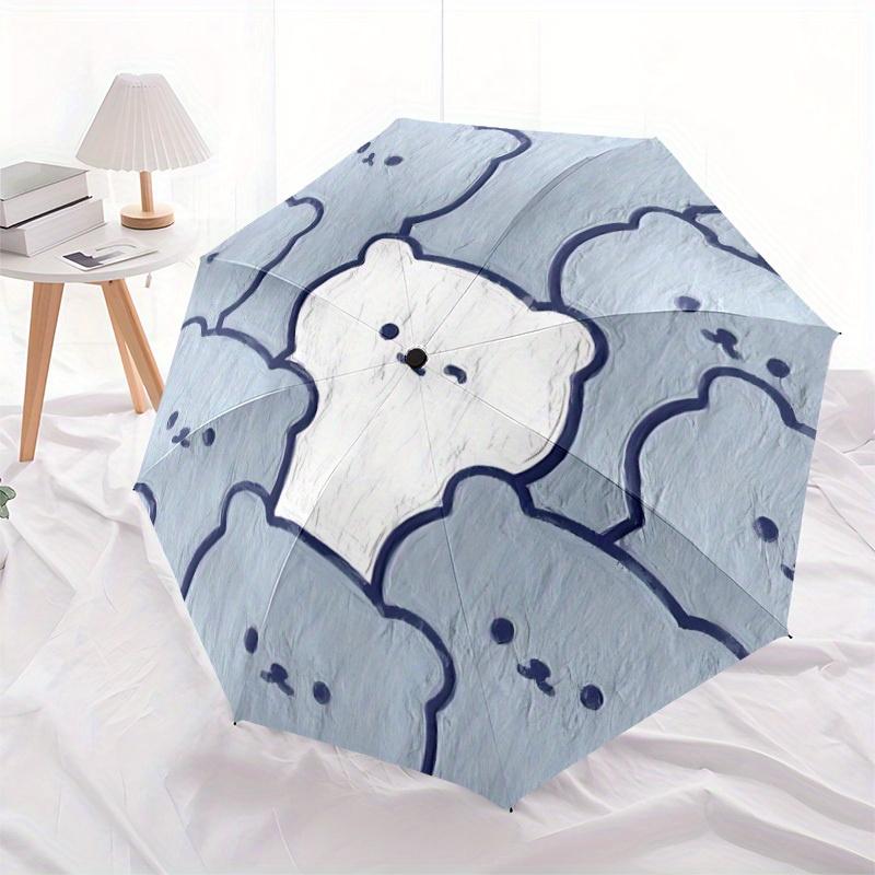 1pc Polar Bears Family Automatic Open/close Folding Compact Umbrella, 8 Rib Sturdy Canopy, Lightweight Portable, Everyday Use, Gift,,111