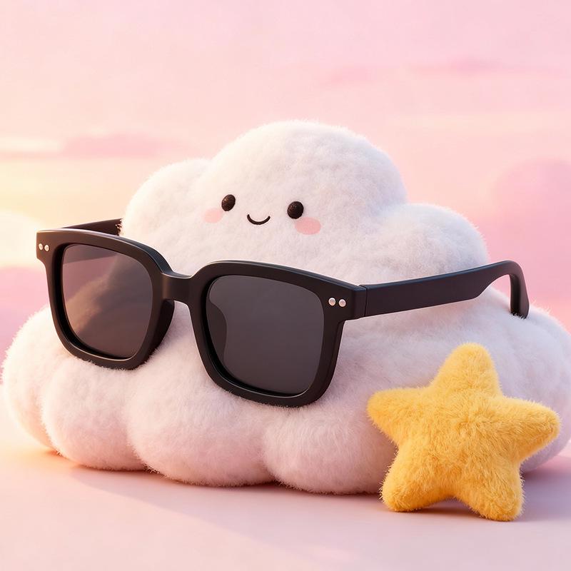 Silicone Soft Polarized UV Protection Children's Sunglasses - Studded Square Frame for Boys & Girls, Trendy Baby Eye Protection for Outings