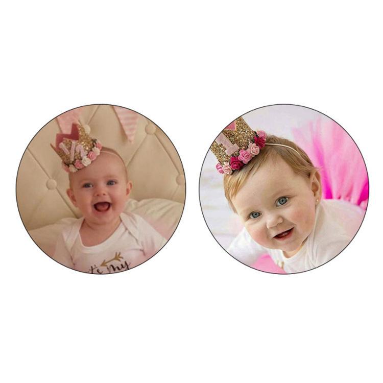 Pompom Flower Bronzing Party Hat Children'S Birthday Full Moon Party Decoration Birthday Hat