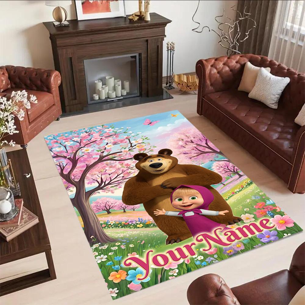 Masha Bear Customize Text Area Rug Suitable for Entryway Living Rooms Outdoor Hallway Antislip Carpet Office home decor Spiritual Gift