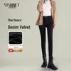 Women's Black Lambswool Leggings: Warm, Thickened Fleece-Lined, Slim Pencil Style, Ideal for Autumn/Winter 2025