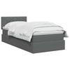 LED Storage Bed with Mattress Dark Grey 90 X 200 Cm Fabric