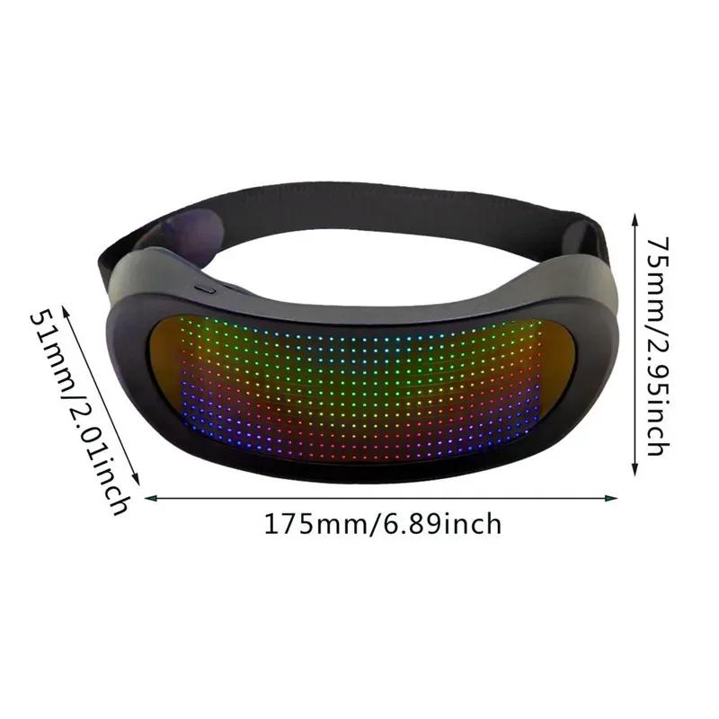 

RGB светодиодные светящиеся очки, повязка на глаз, Bluetooth-приложение, управление, быстрая вспышка, реквизит для Хэллоуина, фестиваля, вечеринки в баре KTV