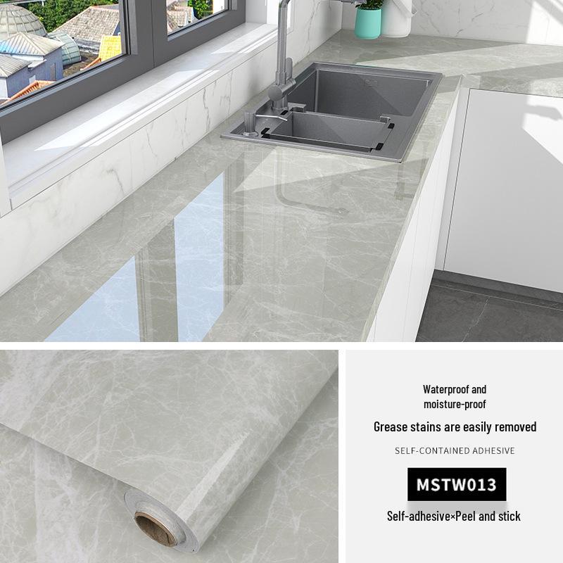 Waterproof, Oil-Proof Marble Self-Adhesive Wallpaper for Bathroom, Kitchen, Living Room, and Toilet Renovation.