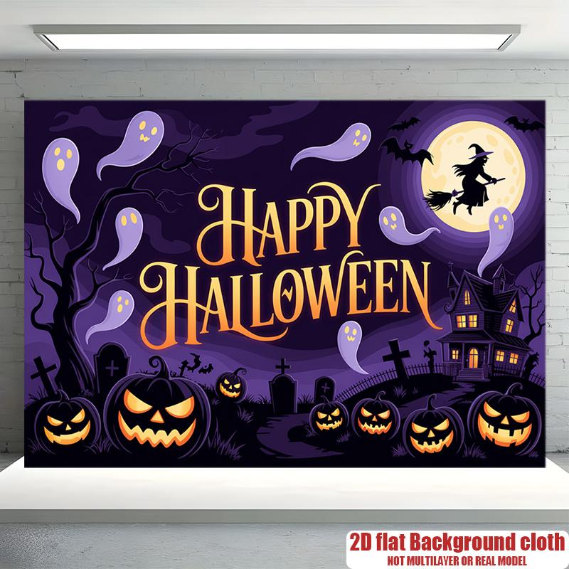 Party Backdrop Halloween Flat Spooky Witch Photo Booth Background Party Decor