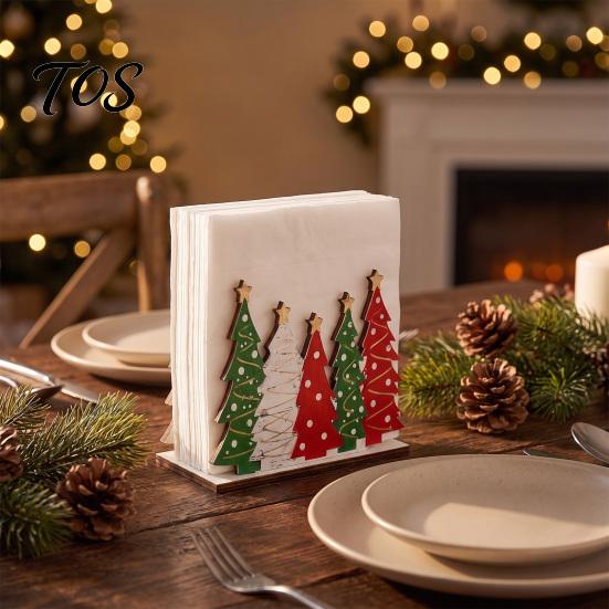 Bauernhaus Schreibtisch Taschentuchhalter Weihnachtsbaum Serviette für Tische, Rustikales Holz Cocktail Feiertags Küchenzubehör Spender, Stehend Theke,