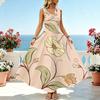 Sleeveless Floral A-Line Maxi Dress,Lightweight Loose Fit,Fresh Style,Elegant for Beach Vacation,Daily Casual & Holiday Wear