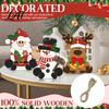 Seasonal Desktop Party Supplies 3Pcs Christmas Wooden Tabletop Decor Set Santa Snowman Reindeer Figurine Hanging Gift for Family Tree Ornament with