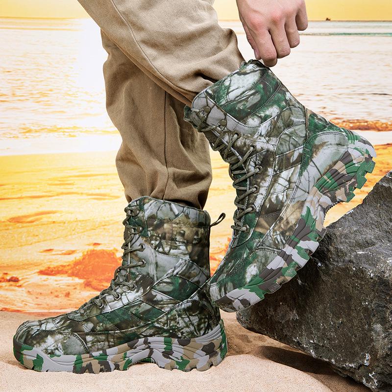 2024 Men's Plus Size High-Top Camouflage Combat and Hiking Boots