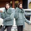 Cotton Padded Fur Parka New Big Fur Collar Down Winter Jacket Women Thick Warm Parkas Female Outerwear