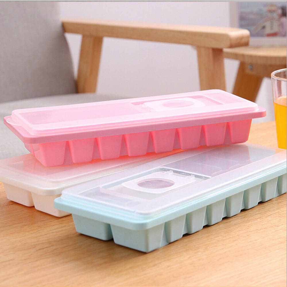 16 Cavity Ice Tray Box With Lid Cover Drink Jelly Freezer Mold Mould Maker