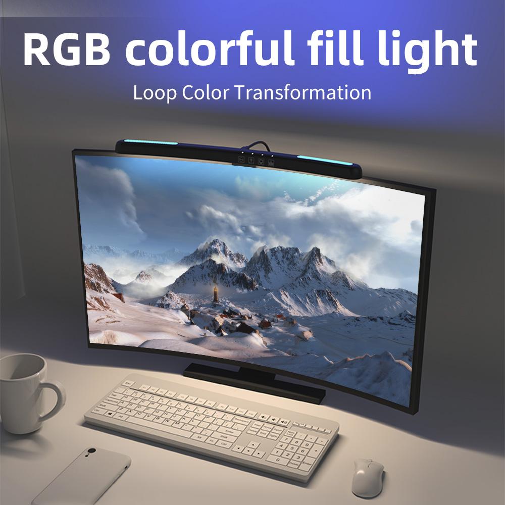 Monitor Light Bar Curved with RGB Backlight Computer Screen Lamp Eye Caring Touch Atmosphere Lights for Gaming Room Decoration