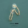 Copper Double-Sided Diamond Micro-Paved C-Shaped Geometric Stud Earrings - Elegant Luxury Design