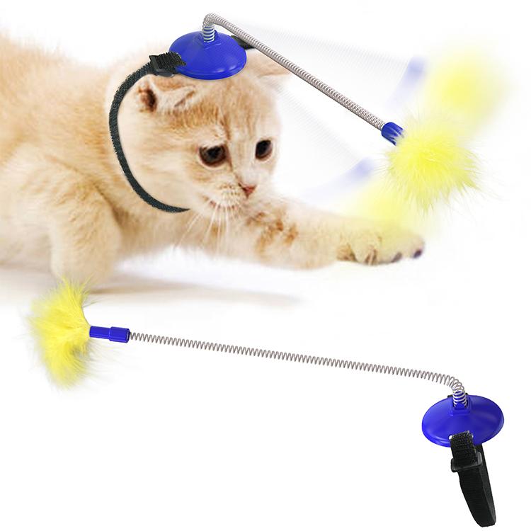 Funny Pet Stick Toy With Feather Cat Stick Chasing Toy Springiness Pet Neck Toy
