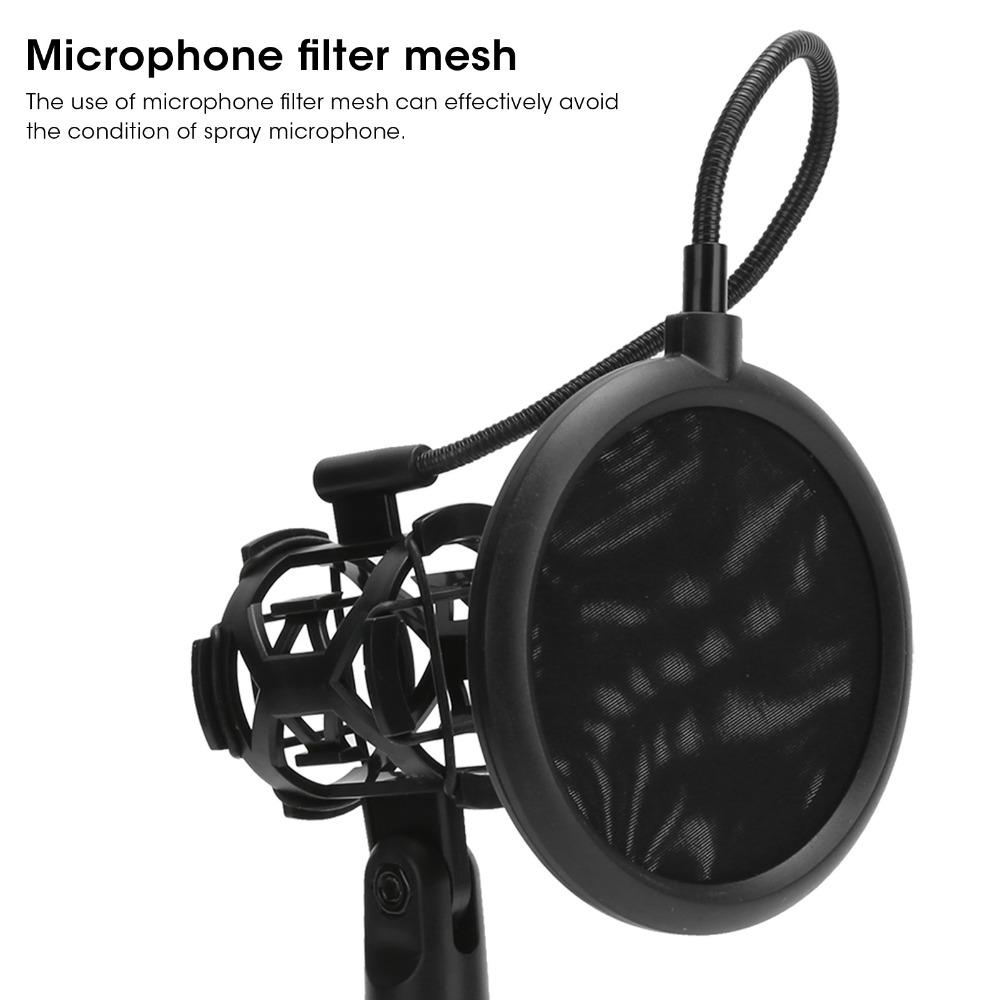 Shock Absorbing Microphone AntiSpray Filter for Mic with Handle Diameter Under 44mm