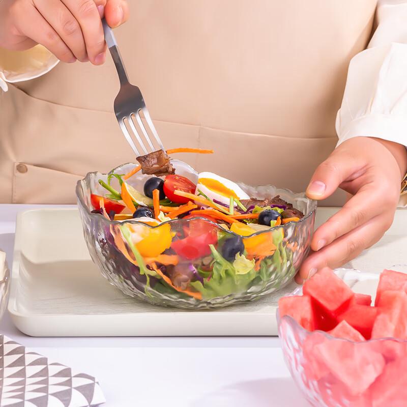 Hammered Glass Salad and Fruit Bowl